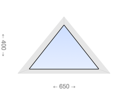 Глухое равнобедренное треугольное ПВХ окно 650x400 СПК