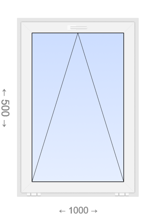Откидное ПВХ окно 1000x500 Wellwin