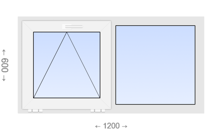 Одностворчатое ПВХ окно с откидной фрамугой 1300x1400 Г Gevis