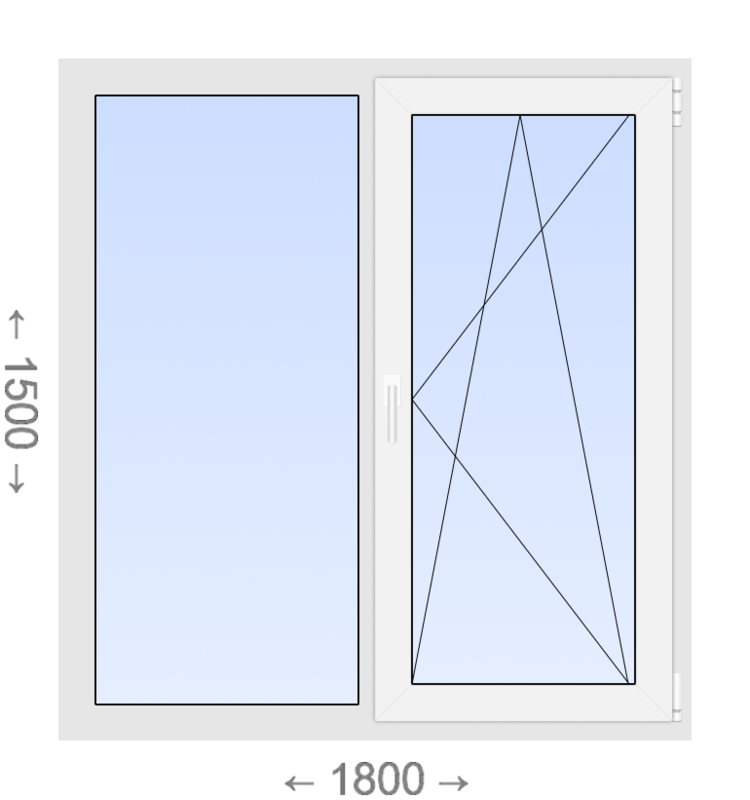 Двухстворчатое ПВХ окно 1800x1500 Г-ПО WDS