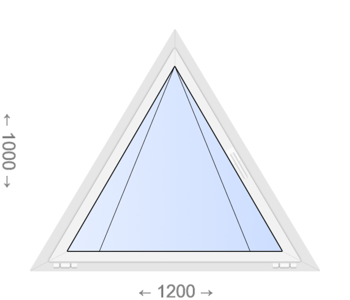 Откидное равнобедренное треугольное ПВХ окно 1200x1000 Adeplast