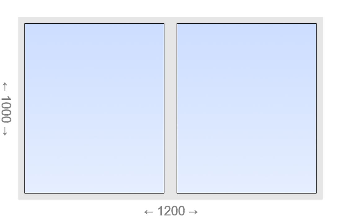 Двухстворчатое ПВХ окно 1200x1000 Г-Г Slidors